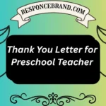 Thank You Letter for Preschool Teacher